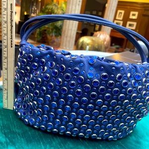 Sonia Rykiel incredible vintage cobalt blue crystal inset handbag. Carried once